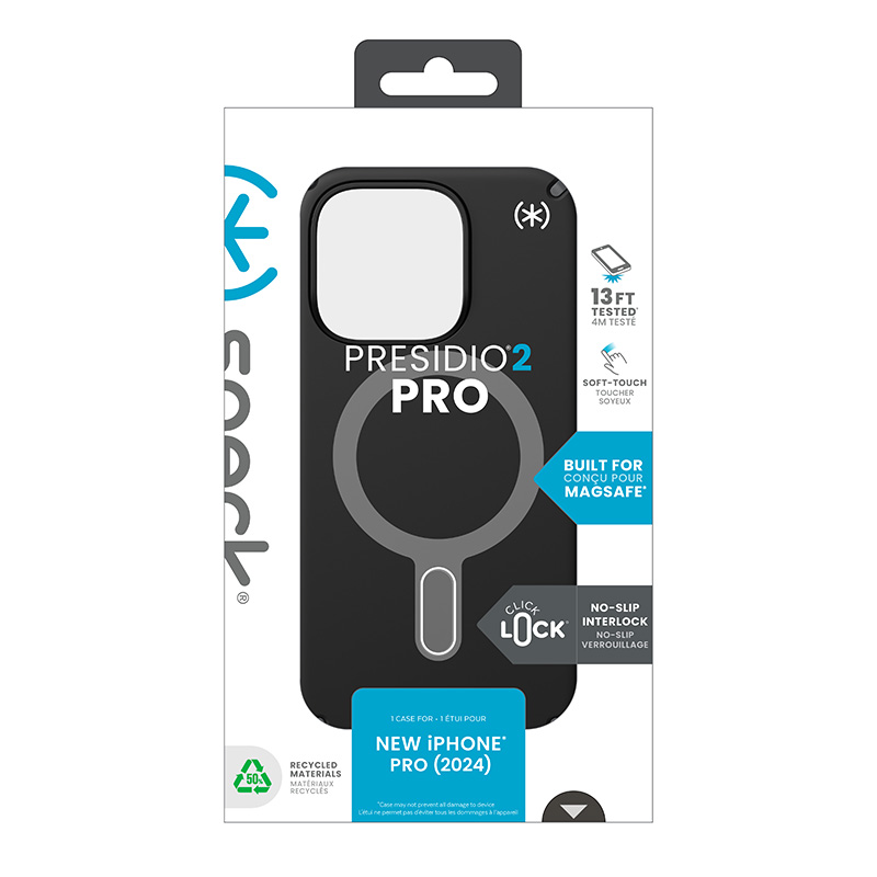 Speck Presidio2 Pro ClickLock & MagSafe - Etui iPhone 16 Pro (Black / Slate Grey / White)