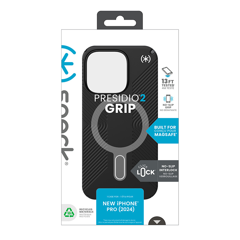 Speck Presidio2 Grip ClickLock & MagSafe - Etui iPhone 16 Pro (Black / Slate Grey / White)