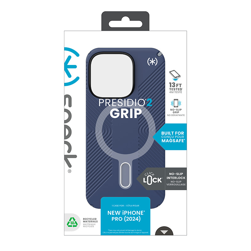 Speck Presidio2 Grip ClickLock & MagSafe - Etui iPhone 16 Pro (Coastal Blue / Dust Grey / White)