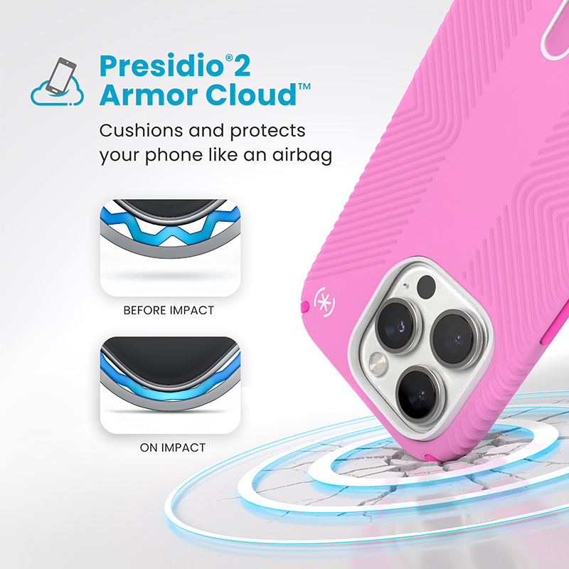 Speck Presidio2 Grip ClickLock & MagSafe - Etui iPhone 16 Pro (True Pink / Shocking Pink / White)