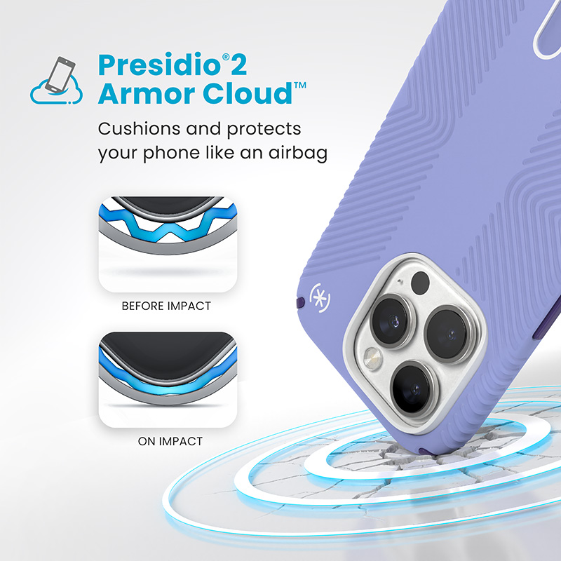 Speck Presidio2 Grip ClickLock & MagSafe - Etui iPhone 16 Pro (Future Lavender / Cassis Purple / White)