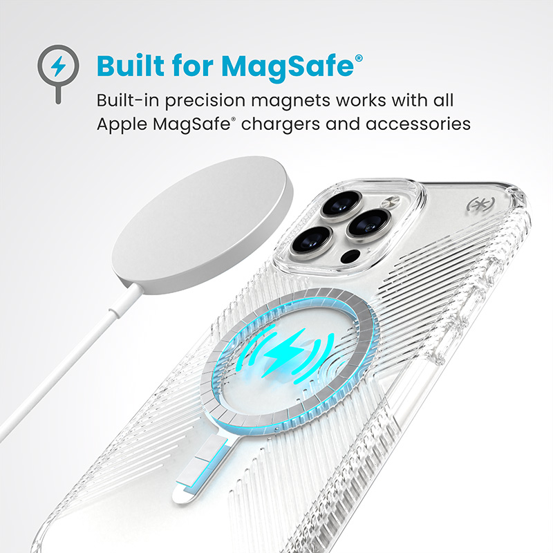 Speck Presidio Perfect-Clear Grip MagSafe - Etui iPhone 16 Pro Max (Clear / Chrome Finish / Serene Silver)