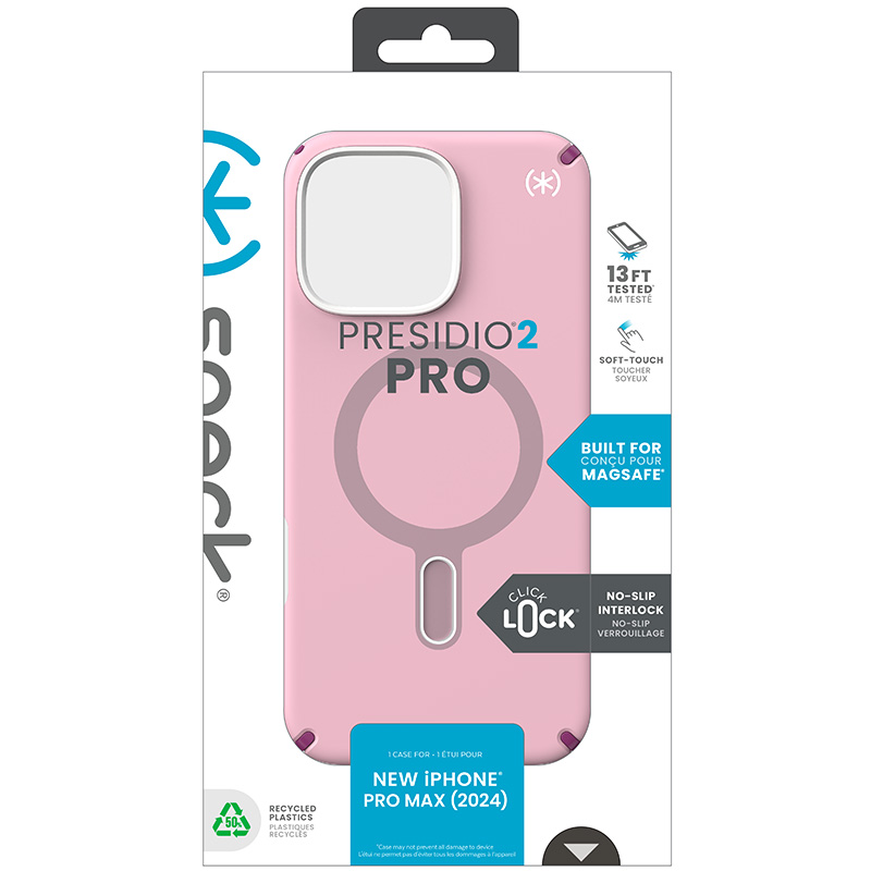 Speck Presidio2 Pro ClickLock & MagSafe - Etui iPhone 16 Pro Max (Wednesday Pink / Boysenberry Purple / White)