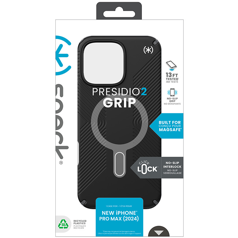 Speck Presidio2 Grip ClickLock & MagSafe - Etui iPhone 16 Pro Max (Black / Slate Grey / White)