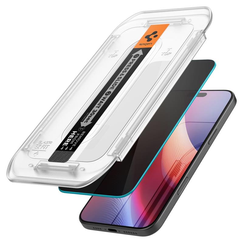 Spigen GLAS.TR EZ FIT Privacy 2-Pack - Szkło hartowane z filtrem prywatyzującym do iPhone 16 Pro 2 szt