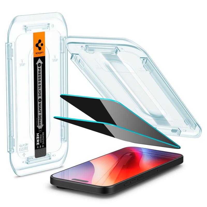 Spigen GLAS.TR EZ FIT Privacy 2-Pack - Szkło hartowane z filtrem prywatyzującym do iPhone 16 Pro 2 szt