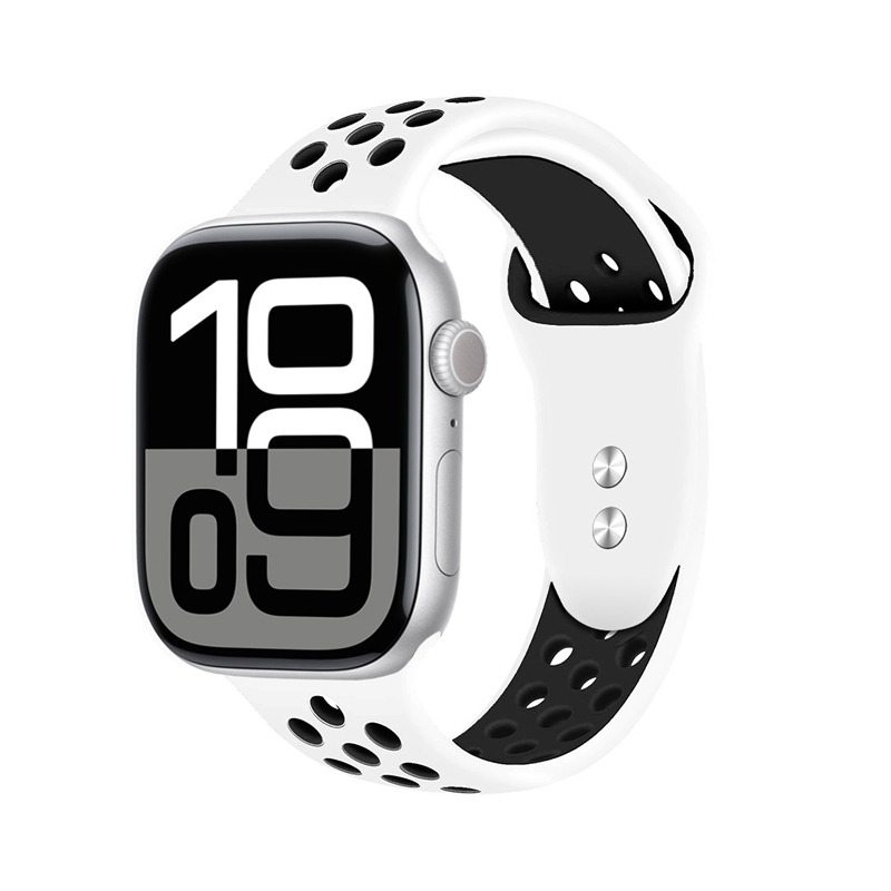 Crong Duo Sport - Pasek do Apple Watch 44/45/46/49 mm (biały/czarny)