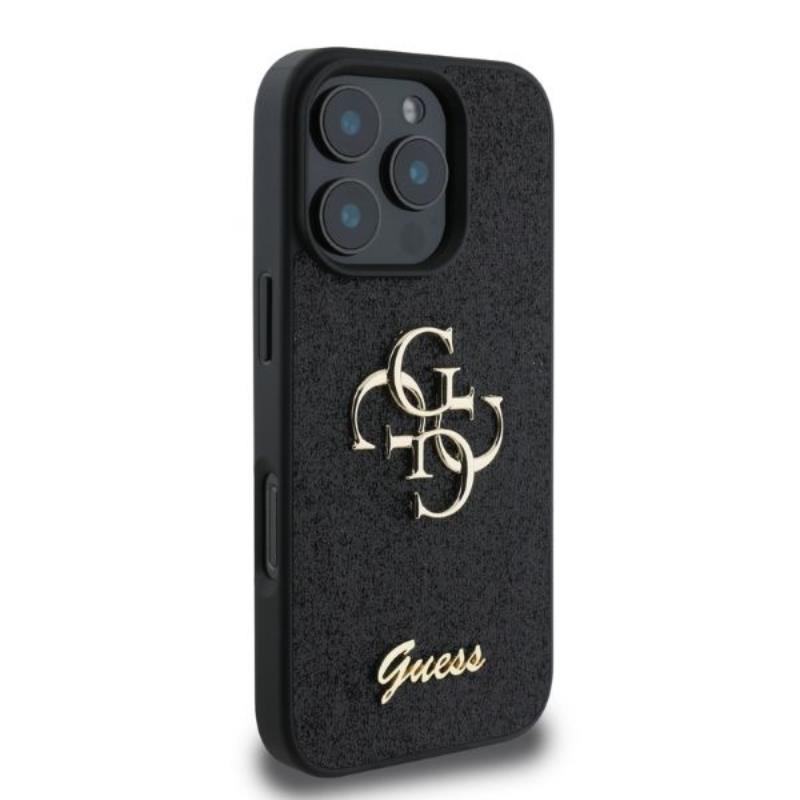 Guess Fixed Glitter Big 4G - Etui iPhone 16 Pro (czarny)