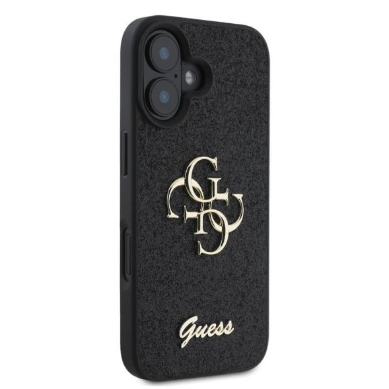 Guess Fixed Glitter Big 4G - Etui iPhone 16 (czarny)