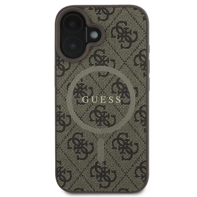 Guess 4G Ring Classic Logo MagSafe - Etui iPhone 16 Plus (brązowy)