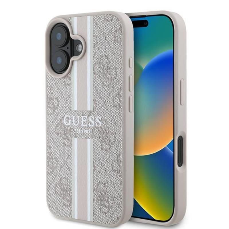 Guess 4G Printed Stripes MagSafe - Etui iPhone 16 Plus (różowy)