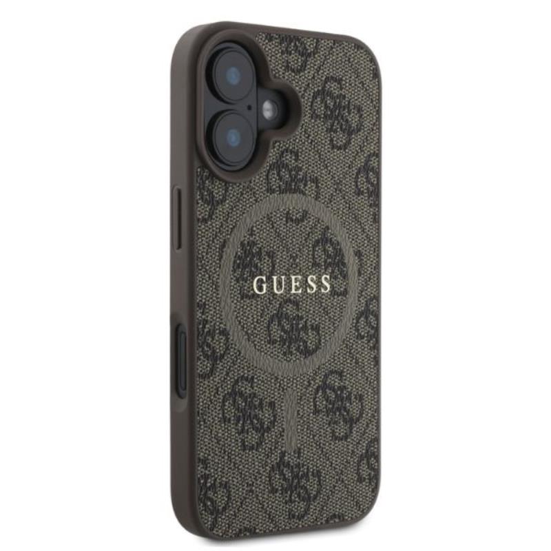 Guess 4G Ring Classic Logo MagSafe - Etui iPhone 16 (brązowy)