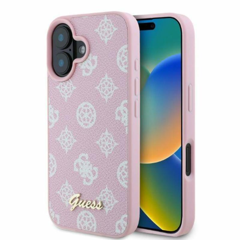 Guess Peony Script MagSafe - Etui iPhone 16 (różowy)