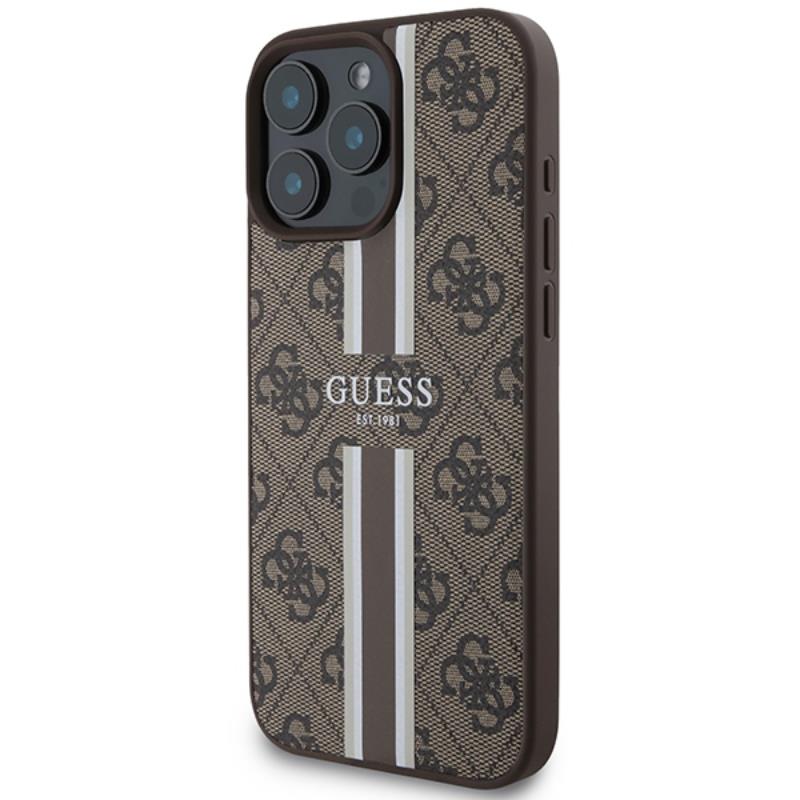 Guess 4G Printed Stripes MagSafe - Etui iPhone 16 Pro Max (brązowy)