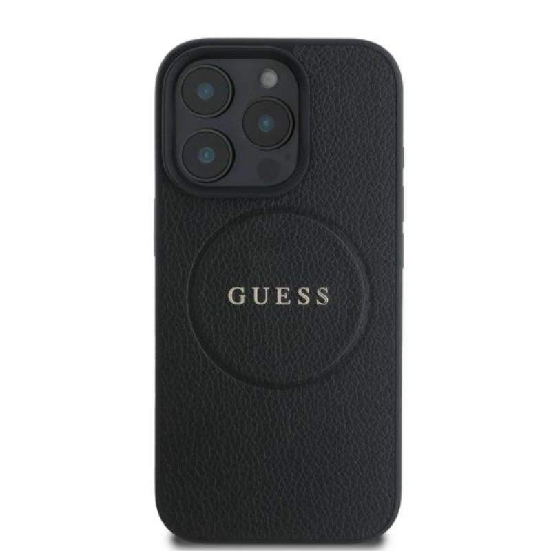 Guess Grained Ring MagSafe - Etui iPhone 16 Pro Max (czarny)