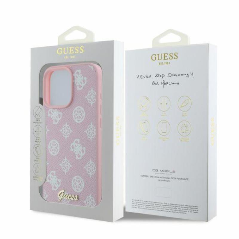 Guess Peony Script MagSafe - Etui iPhone 16 Pro Max (różowy)