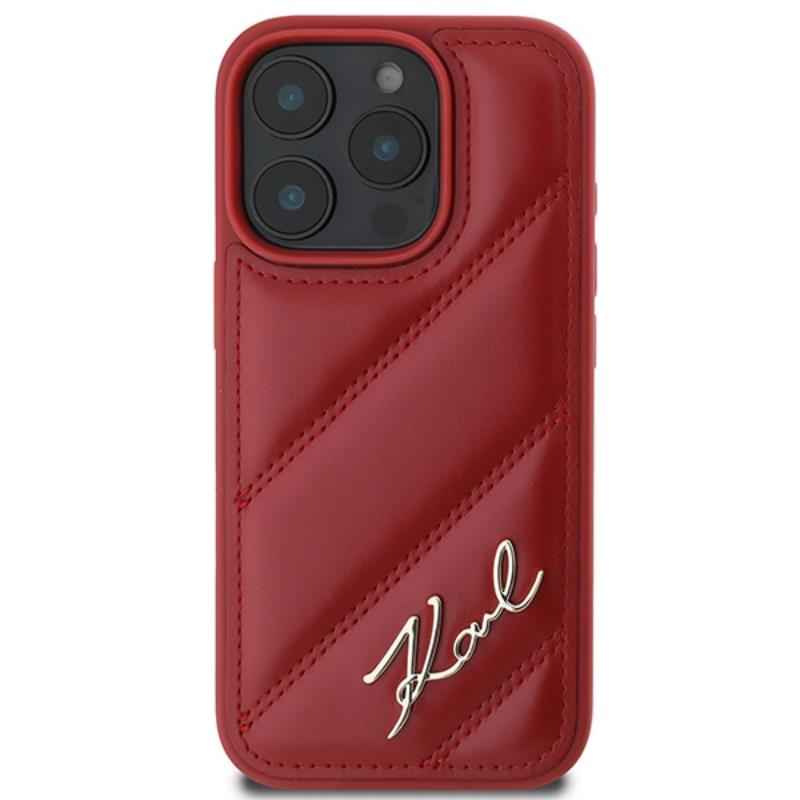 Karl Lagerfeld Quilted Signature - Etui iPhone 16 Pro (czerwony)