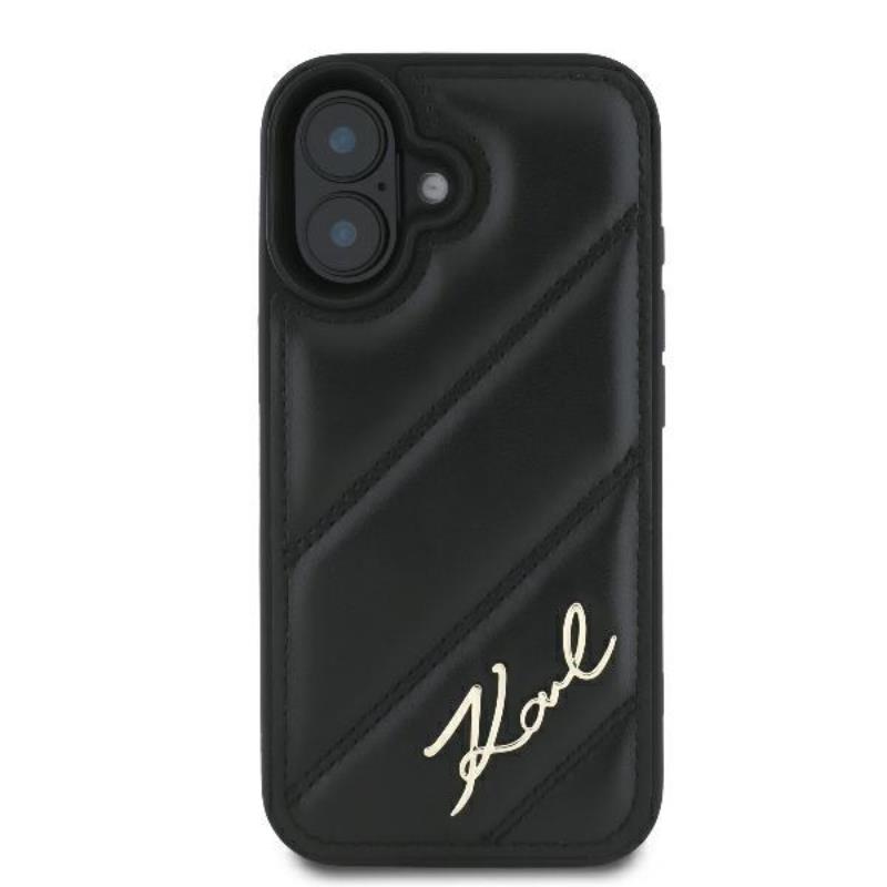 Karl Lagerfeld Quilted Signature - Etui iPhone 16 Plus (czarny)