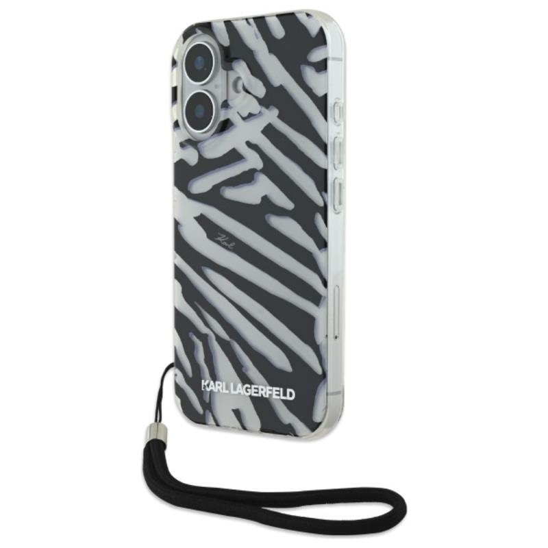 Karl Lagerfeld IML Zebra Pattern & Cord - Etui iPhone 16 (czarny)