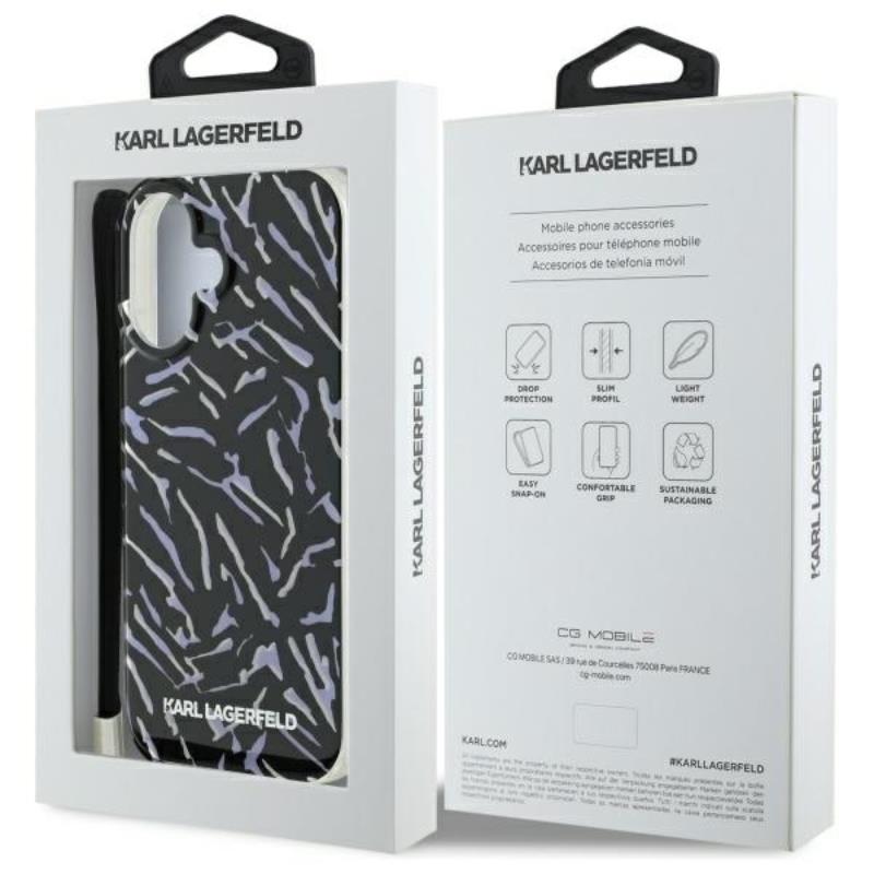 Karl Lagerfeld Zebra With Cord - Etui iPhone 16 (fioletowy)