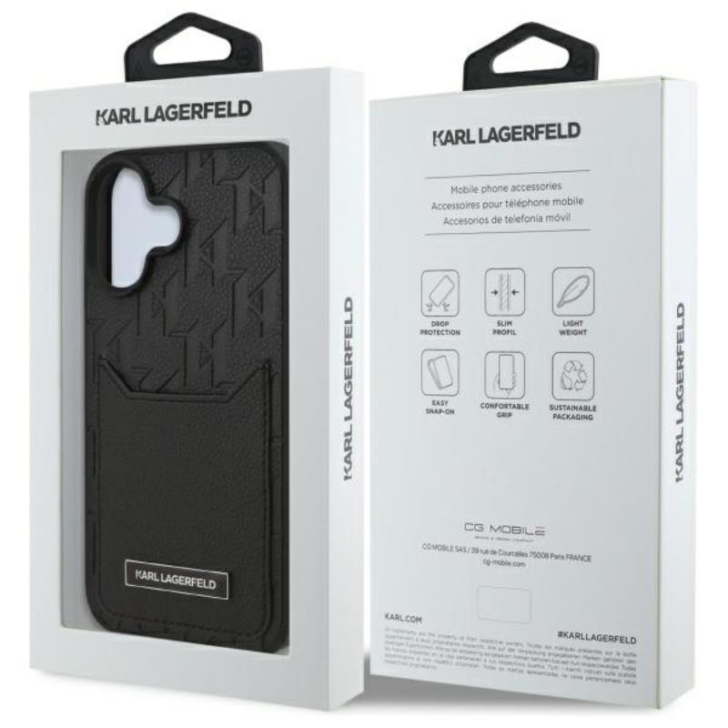 Karl Lagerfeld Cardslots Monogram - Etui iPhone 16 (czarny)