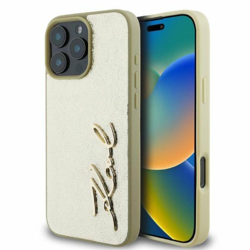 Karl Lagerfeld Metal Signature - Etui iPhone 16 Pro Max (złoty)