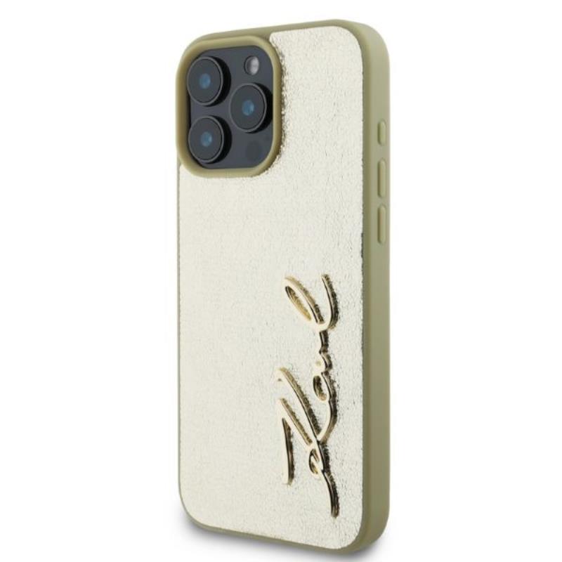 Karl Lagerfeld Metal Signature - Etui iPhone 16 Pro Max (złoty)