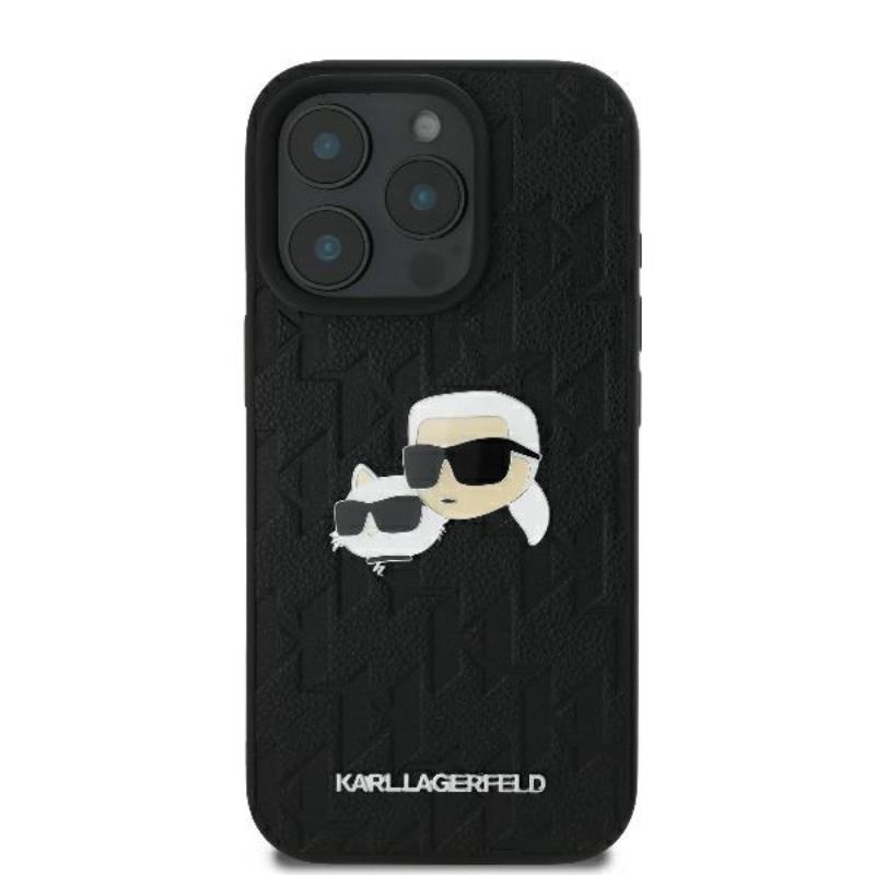 Karl Lagerfeld Monogram Karl & Chaoupette Head Pin - Etui iPhone 16 Pro Max (czarny)