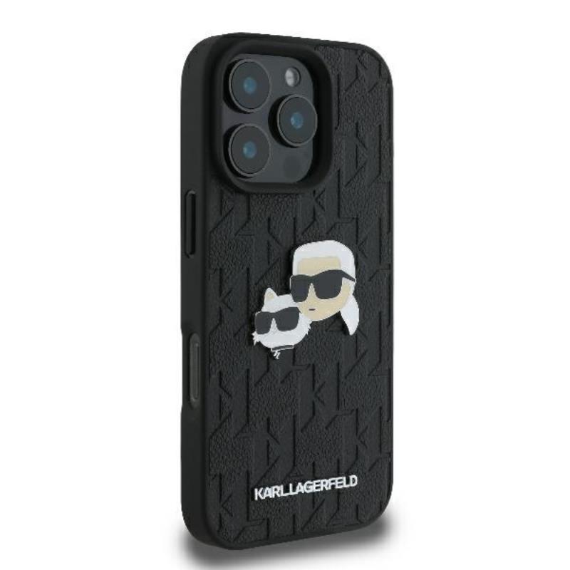 Karl Lagerfeld Monogram Karl & Chaoupette Head Pin - Etui iPhone 16 Pro Max (czarny)