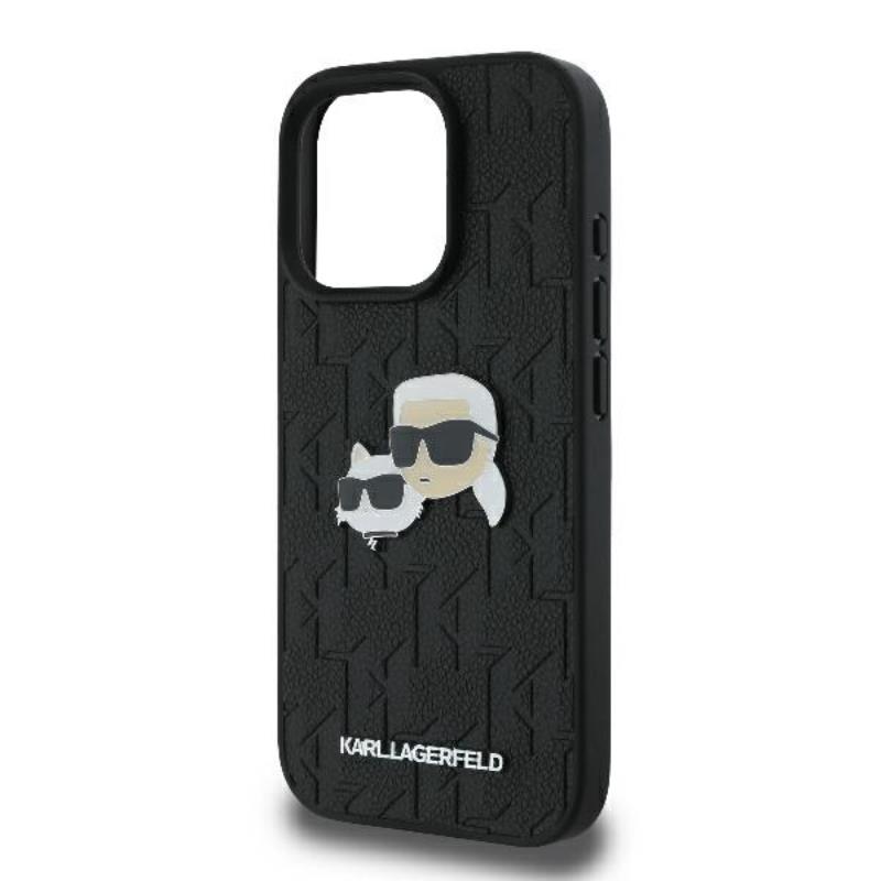 Karl Lagerfeld Monogram Karl & Chaoupette Head Pin - Etui iPhone 16 Pro Max (czarny)