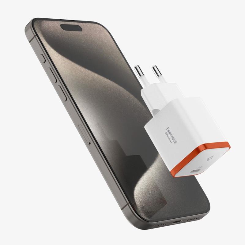 Spigen ArcStation Essential EE301EU - Ładowarka sieciowa USB-C PD + QC3.0 30W (Biały)