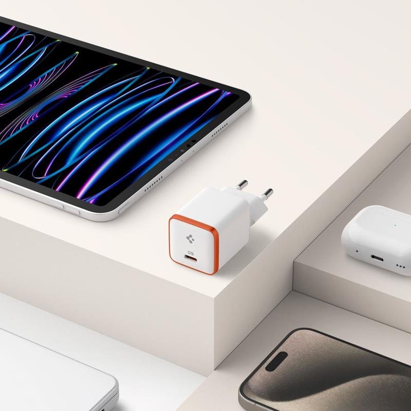 Spigen ArcStation Essential EE301EU - Ładowarka sieciowa USB-C PD + QC3.0 30W (Biały)