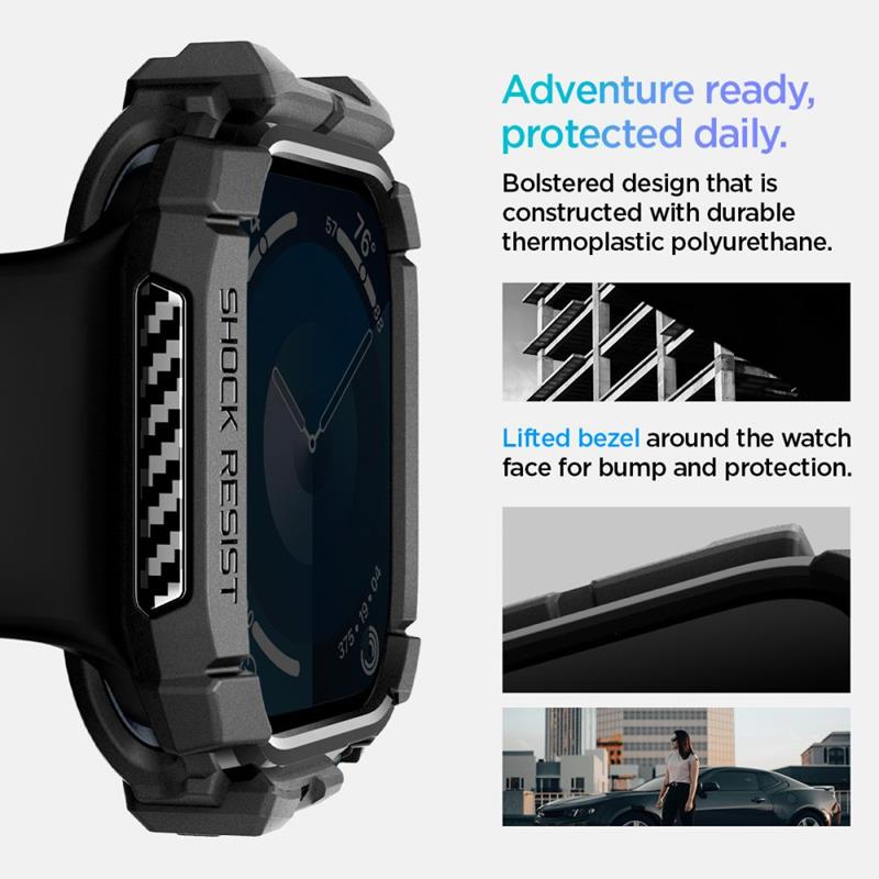 Spigen Rugged Armor - Obudowa do Apple Watch 10 42 mm (Matte Black)