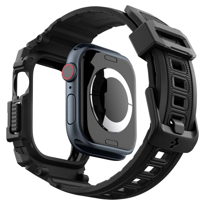 Spigen Rugged Armor Pro - Pasek z obudową do Apple Watch 10 42 mm (Matte Black)