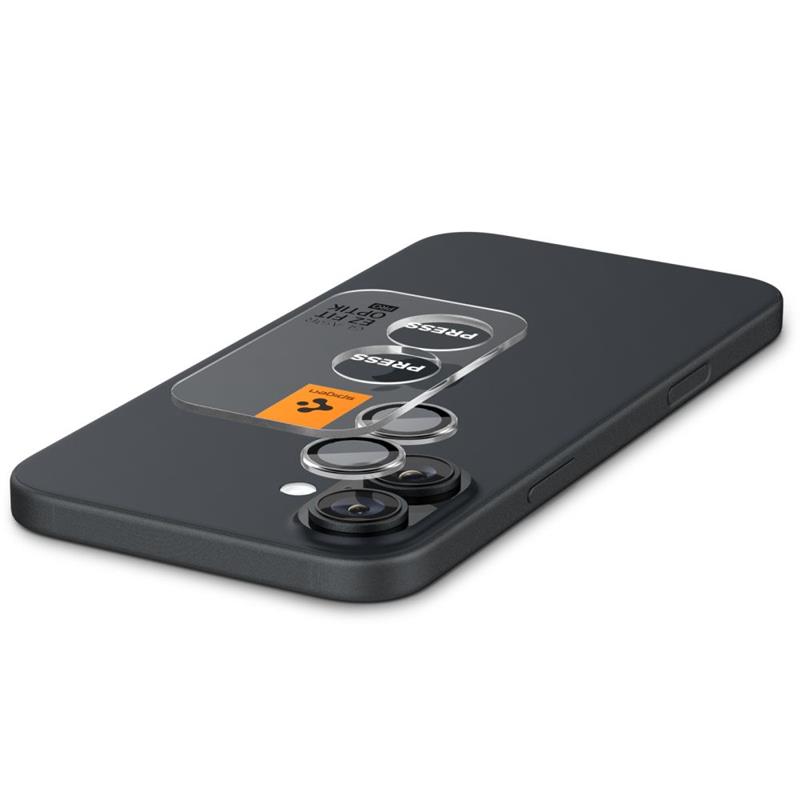 Spigen Optik Pro GLAS.TR EZ Fit Camera Protector 2-Pack - Szkło ochronne na obiektyw do iPhone 16 / 16 Plus (2 szt) (Przezroczysty)