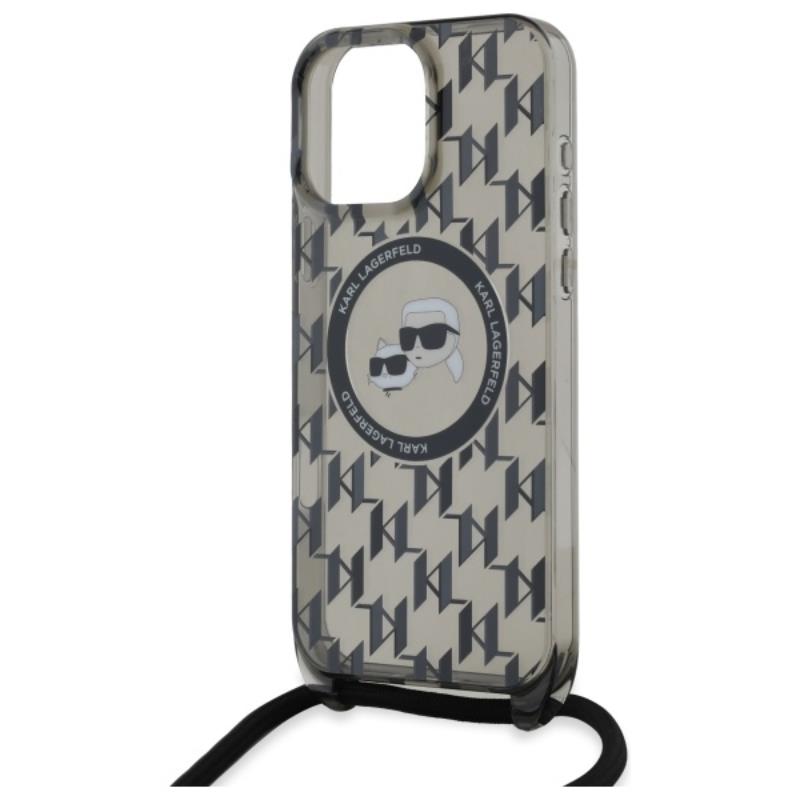 Karl Lagerfeld IML Crossbody Monogram Karl & Choupette Head MagSafe - Etui iPhone 16 Pro (czarny)