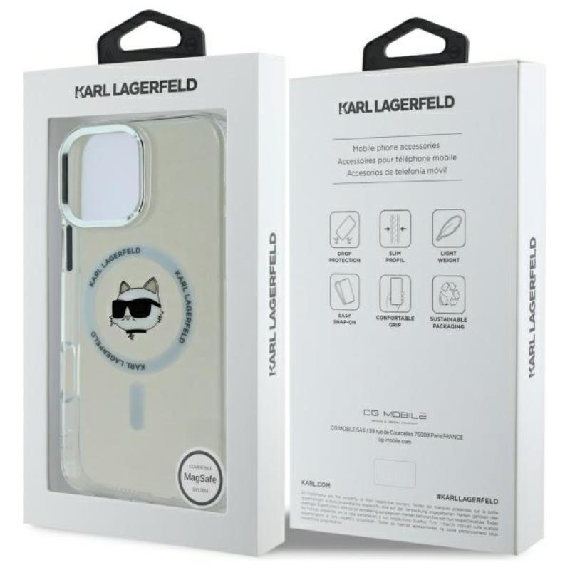 Karl Lagerfeld IML Metal Choupette Head MagSafe - Etui iPhone 16 Pro (biały)