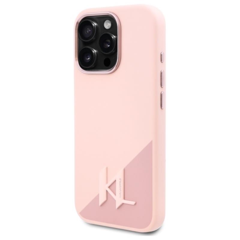 Karl Lagerfeld Silicone Shadow Metal Initial MagSafe - Etui iPhone 16 Pro (różowy)