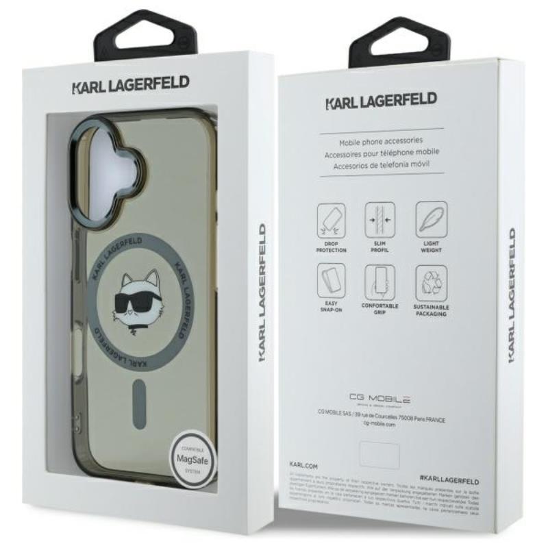 Karl Lagerfeld IML Metal Choupette Head MagSafe - Etui iPhone 16 (czarny)