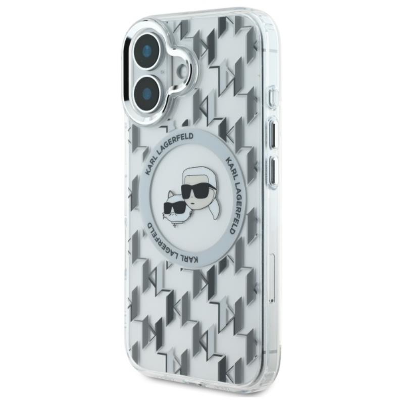 Karl Lagerfeld IML Monogram Karl & Choupette Head MagSafe - Etui iPhone 16 (przezroczysty)