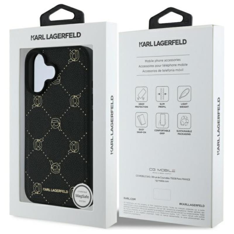 Karl Lagerfeld MagSafe Karl Head - Etui iPhone 16 (czarny)