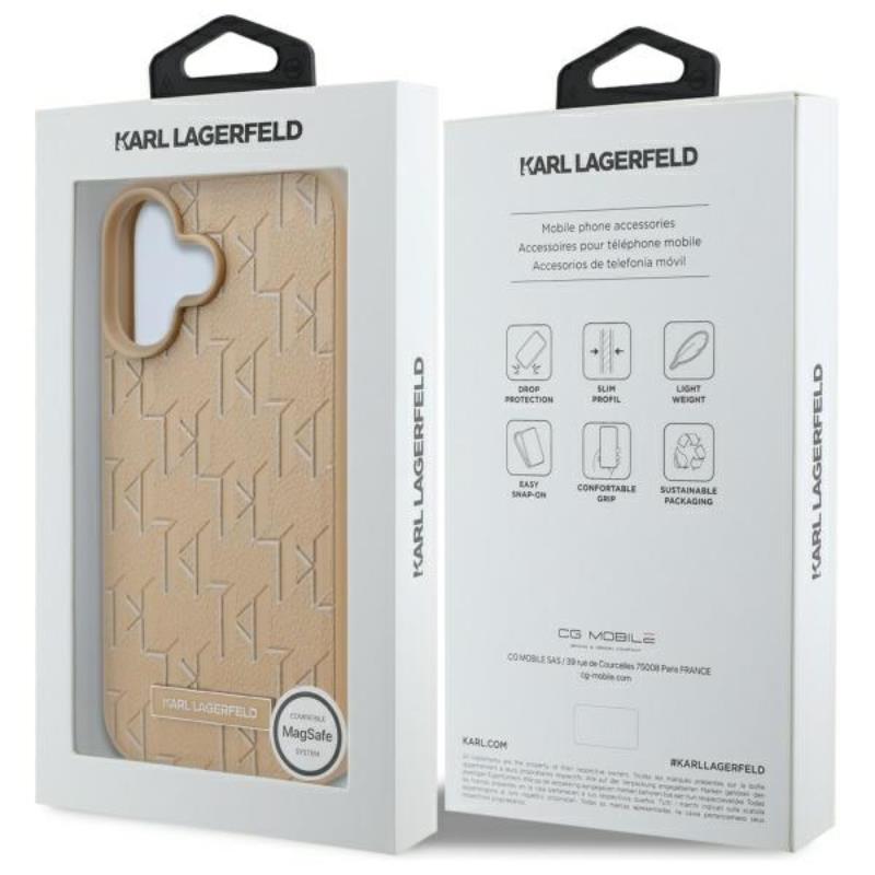 Karl Lagerfeld Hot Stamp MagSafe - Etui iPhone 16 (beżowy)