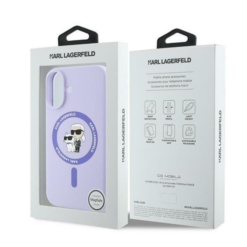 Karl Lagerfeld Silicone Karl & Choupette Ring MagSafe - Etui iPhone 16 (fioletowy)