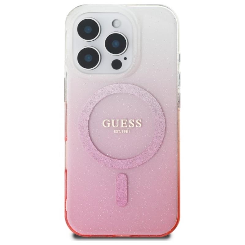 Guess IML Glitter Gradient MagSafe - Etui iPhone 16 Pro (różowy)