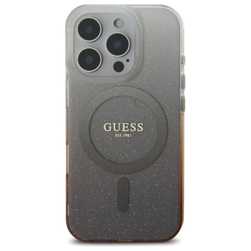 Guess IML Glitter Gradient MagSafe - Etui iPhone 16 Pro (brązowy)