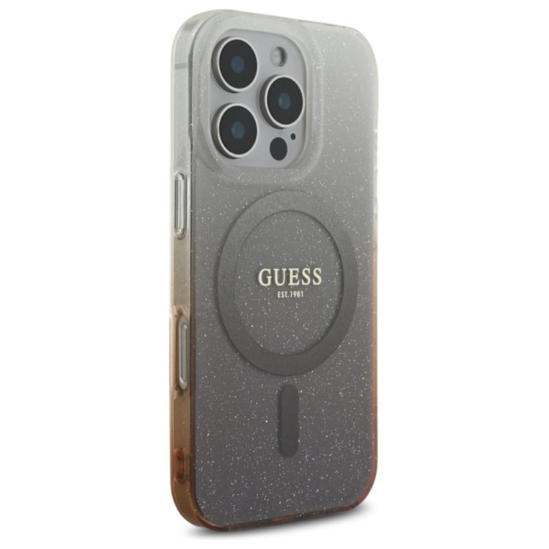 Guess IML Glitter Gradient MagSafe - Etui iPhone 16 Pro (brązowy)