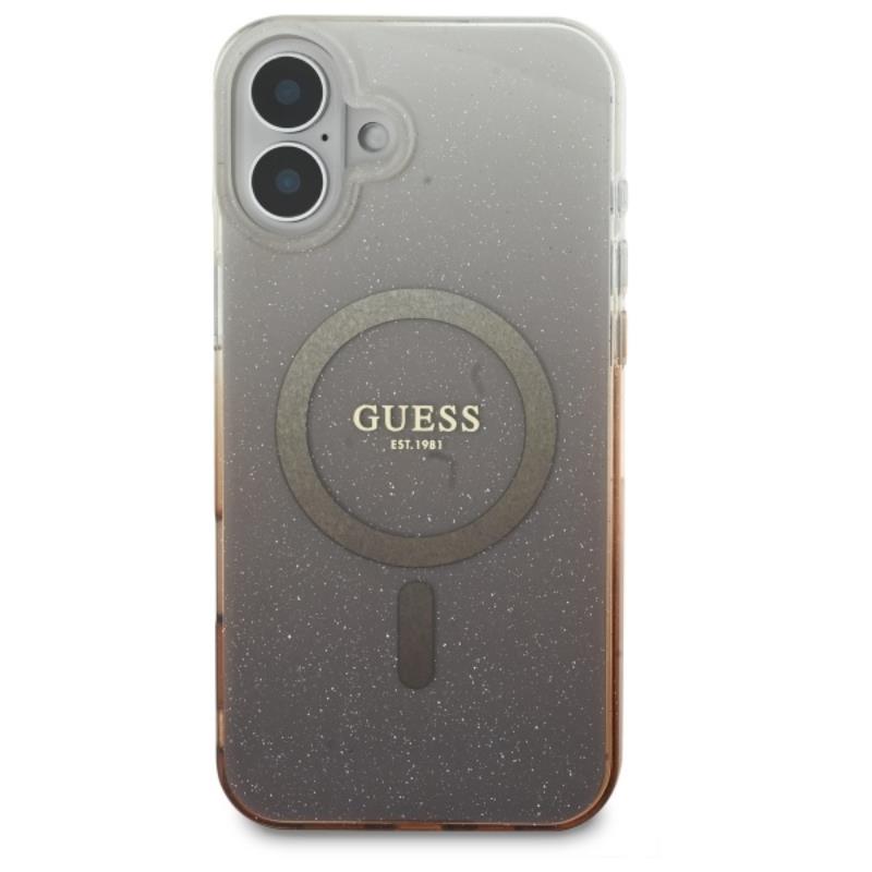 Guess IML Glitter Gradient MagSafe - Etui iPhone 16 Plus (brązowy)