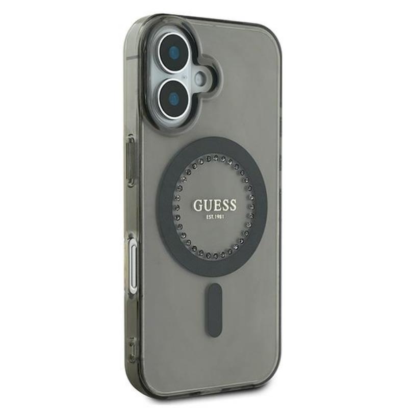 Guess IML Rhinestones MagSafe - Etui iPhone 16 Plus (czarny)