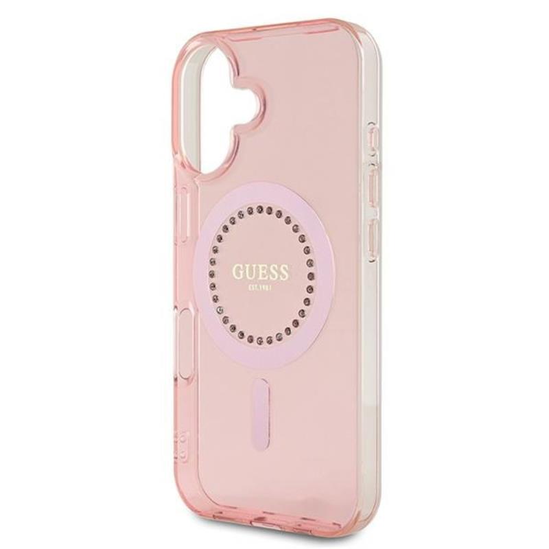 Guess IML Rhinestones MagSafe - Etui iPhone 16 Plus (różowy)