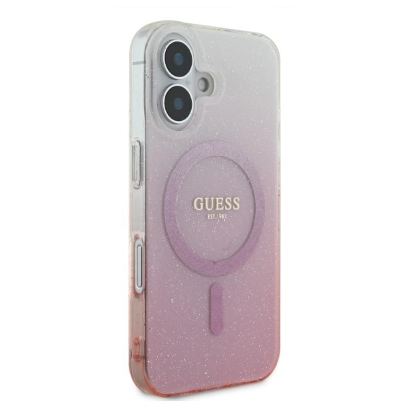 Guess IML Glitter Gradient MagSafe - Etui iPhone 16 (różowy)